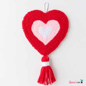 Handmade heart-shaped wall hanging - Punch Needle - Canada