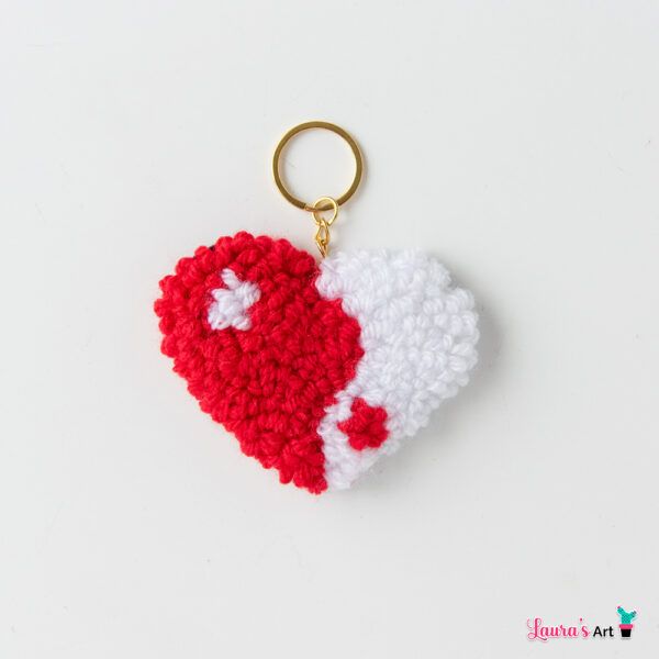 Handmade Punch Needle heart-shaped Key Chain