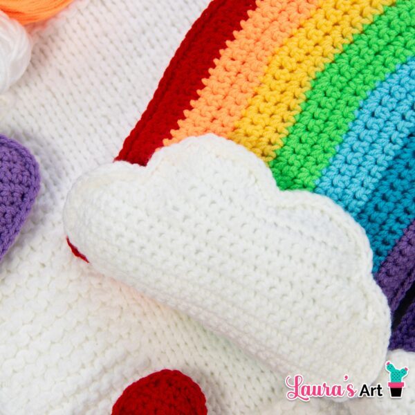 Almohada de Arcoiris a crochet - Rainbow Crochet Pillow Pattern