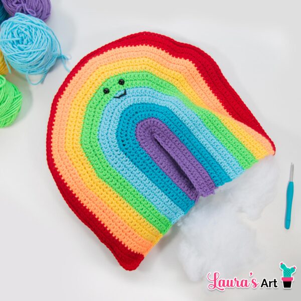 Almohada de Arcoiris a crochet - Rainbow Crochet Pillow Pattern