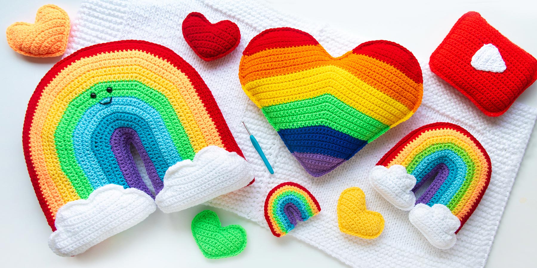 Handmade Punch Needle heart-shaped Key Chain