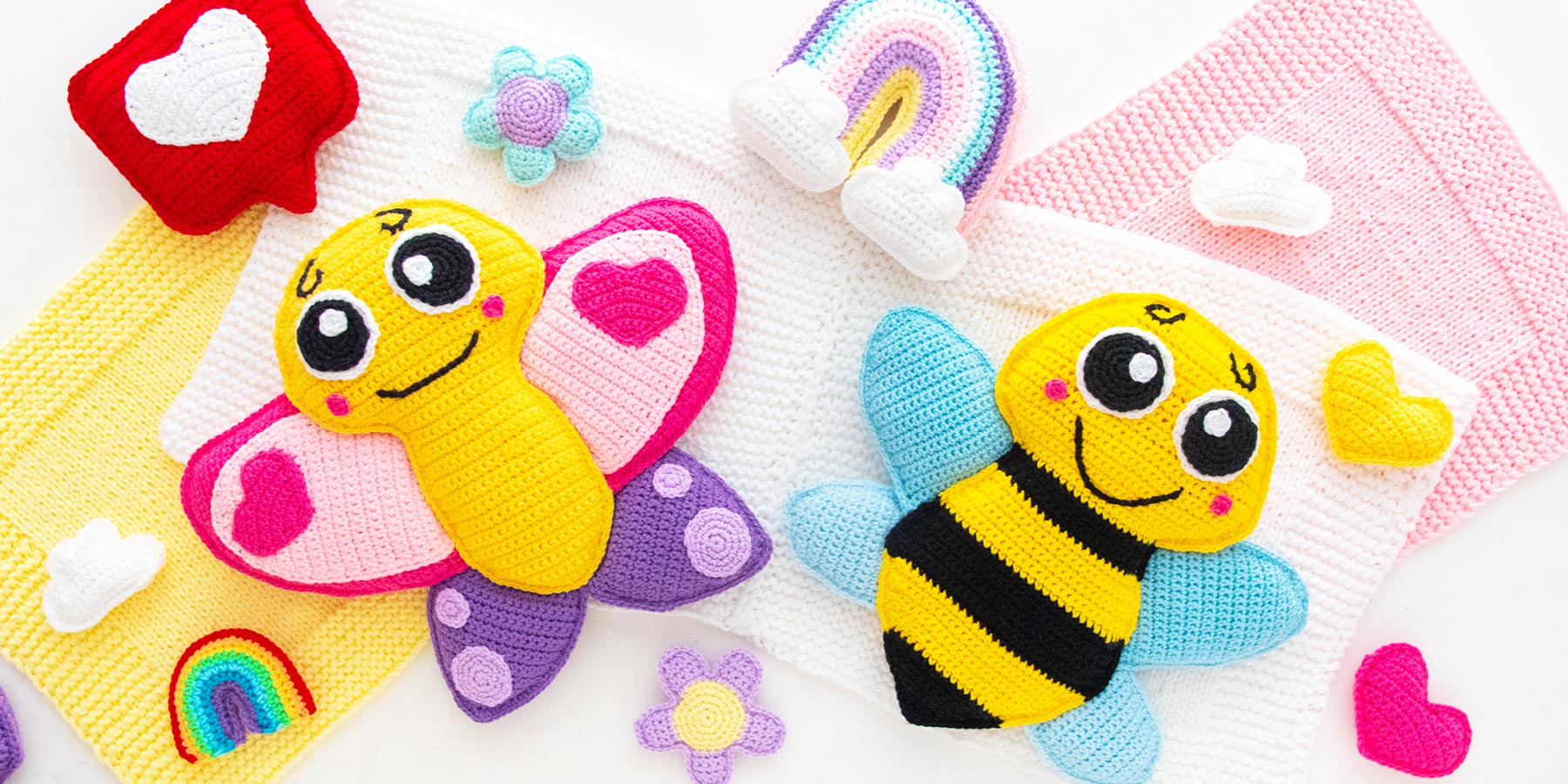 Handmade Punch Needle heart-shaped Key Chain