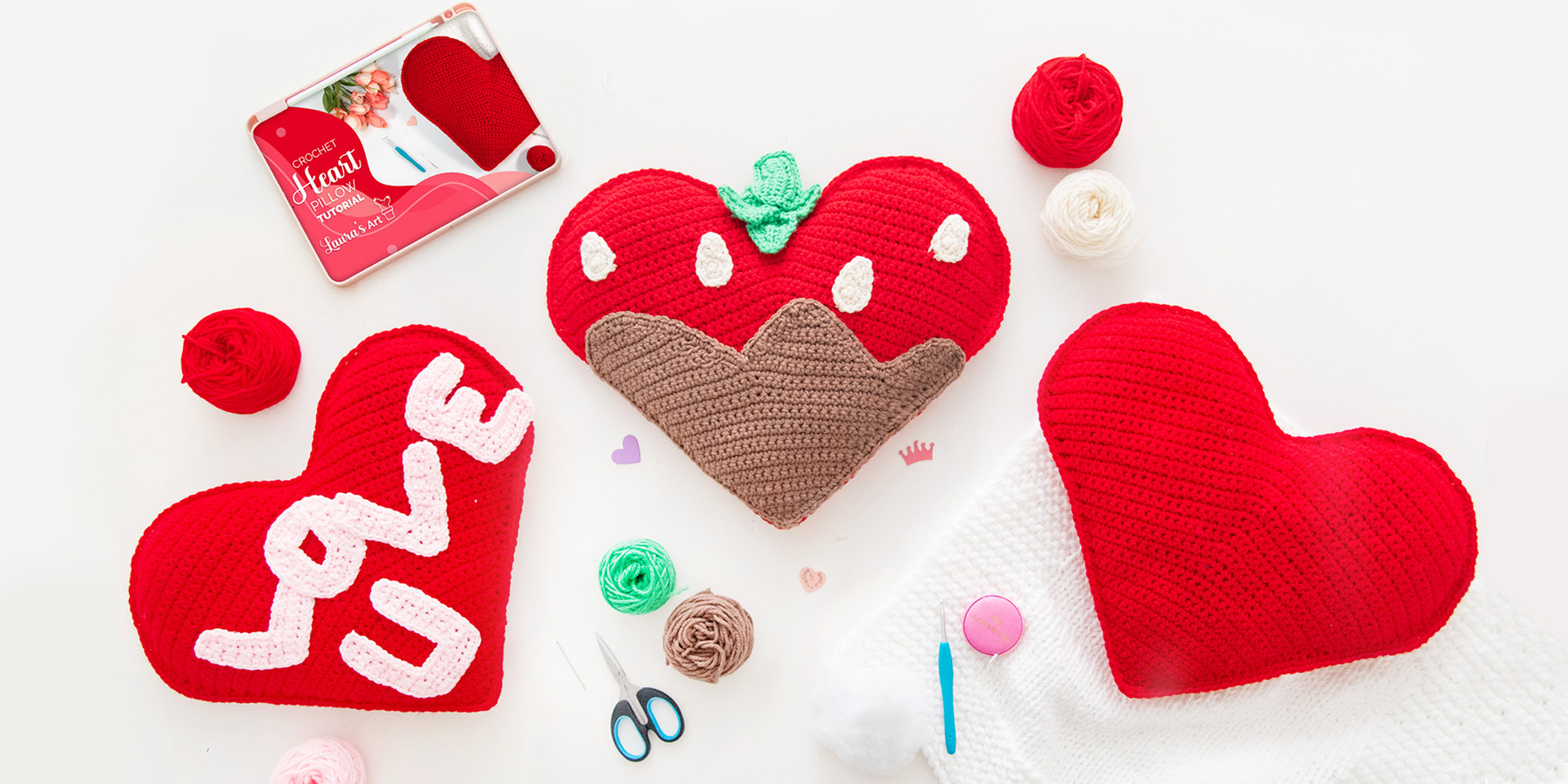 Handmade Punch Needle heart-shaped Key Chain