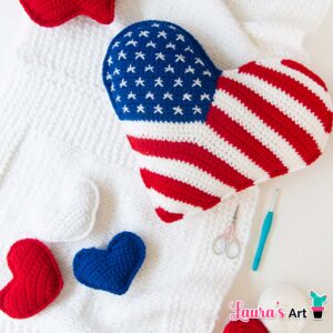 Crochet Heart with USA flag - Crochet Pattern