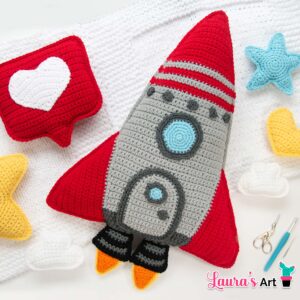 Almohada de Cohete espacial a crochet - Patron en Espanol
