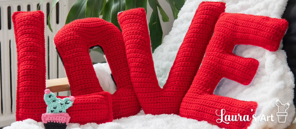 Patrón a Crochet I LOVE U: Letras XL para Decorar con Amor 💕🧶
