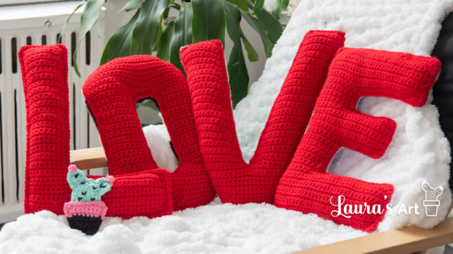 Patrón a Crochet I LOVE U: Letras XL para Decorar con Amor 💕🧶