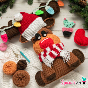 Amigurumi de Reno a Crochet - Almohada Navideña a Crochet