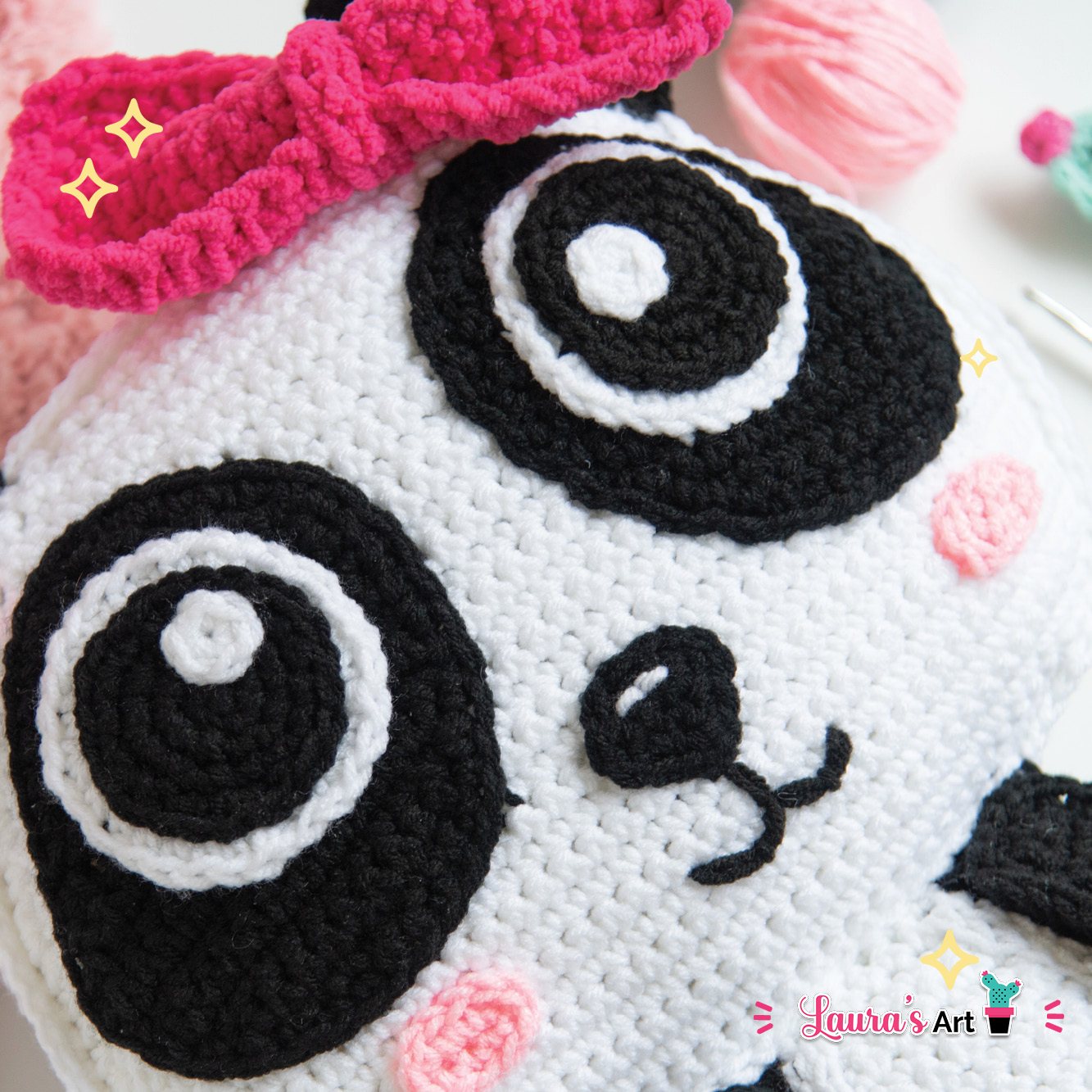 XL crochet Panda Bear Amigurumi Pillow - Crochet Pattern
