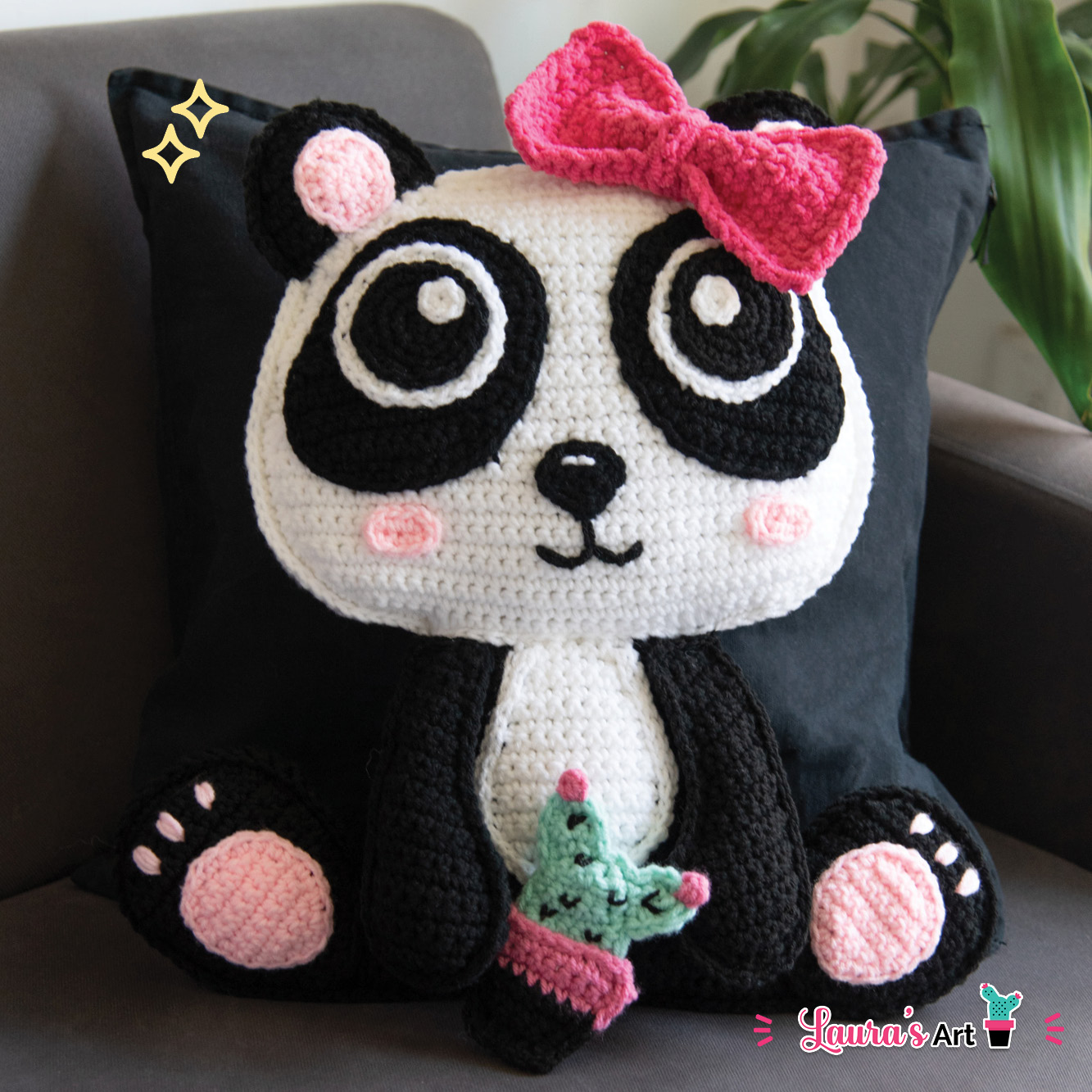 XL crochet Panda Bear Amigurumi Pillow - Crochet Pattern