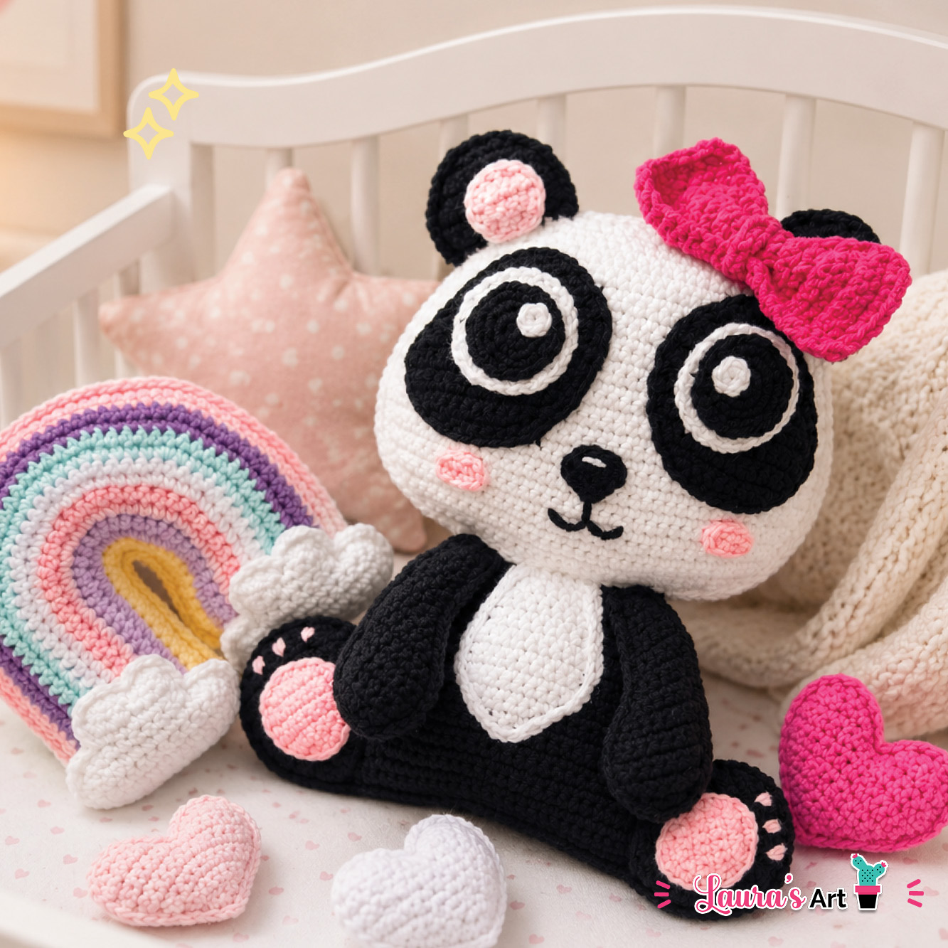 XL crochet Panda Bear Amigurumi Pillow - Crochet Pattern