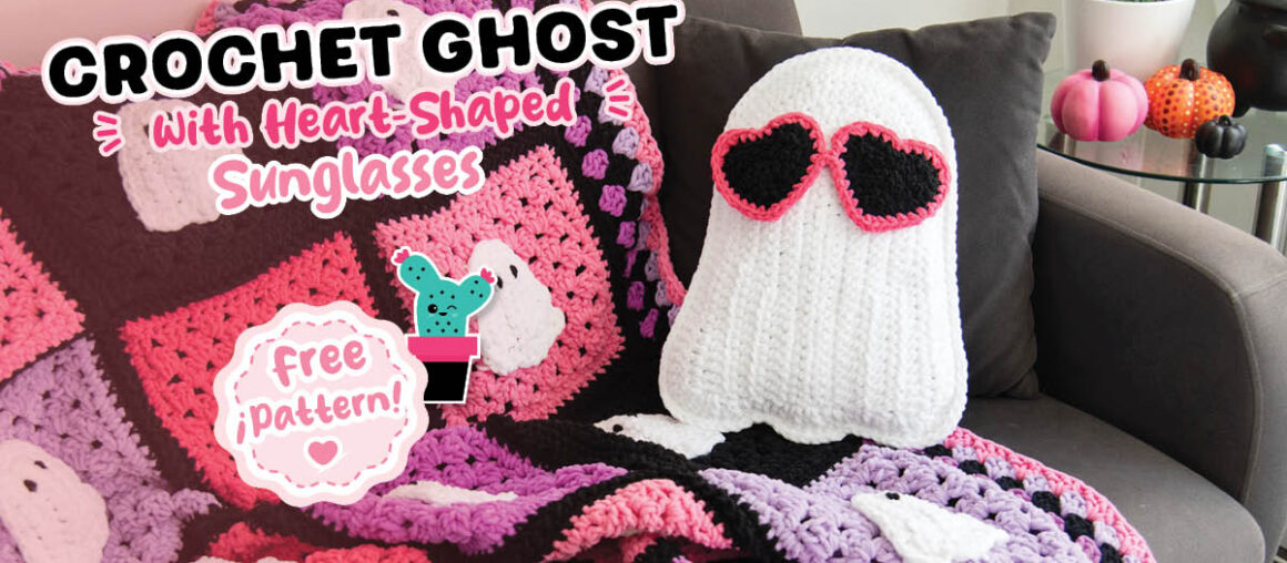 Crochet Ghost 👻 with Heart Sunglasses