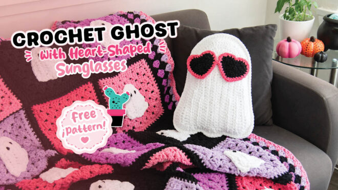 Crochet Ghost 👻 with Heart Sunglasses