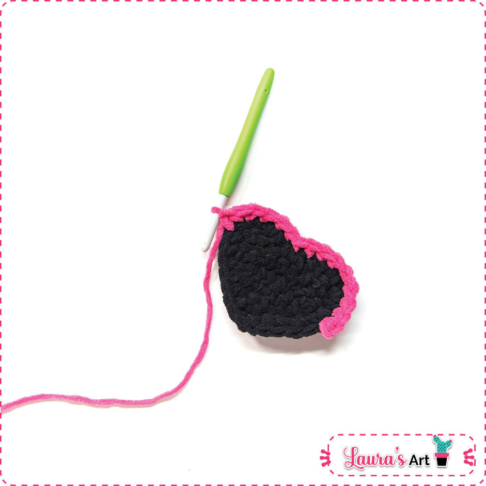 Crochet Ghost with heart-shaped sunglasses