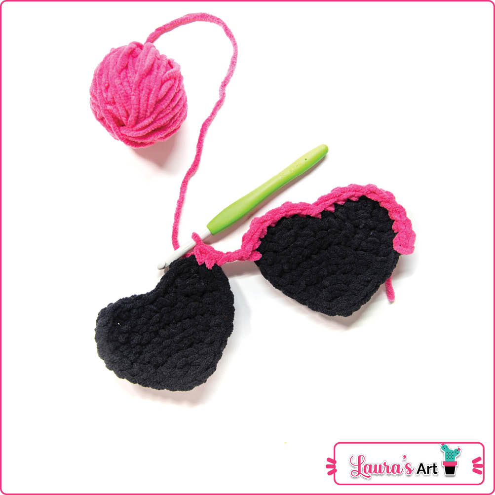 Crochet Ghost with heart-shaped sunglasses