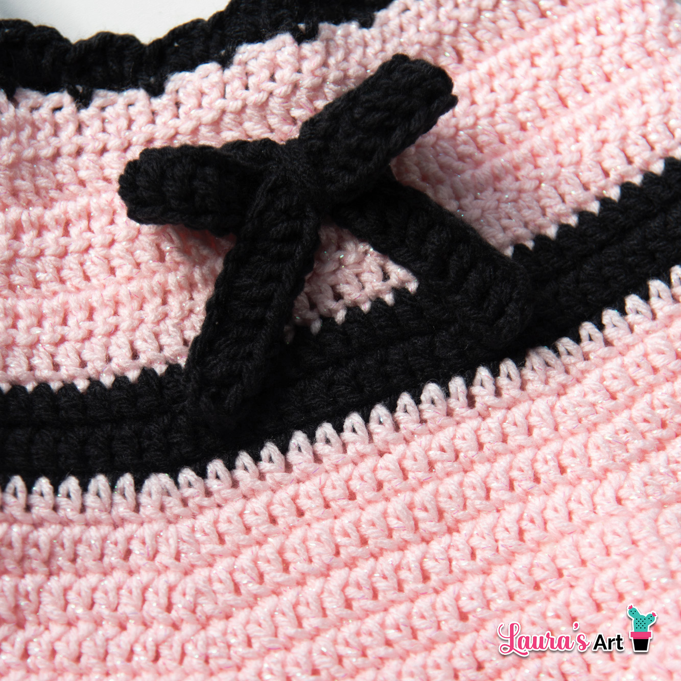 Vestido a Crochet para niña - Vestido Rosa con Moños a Crochet
