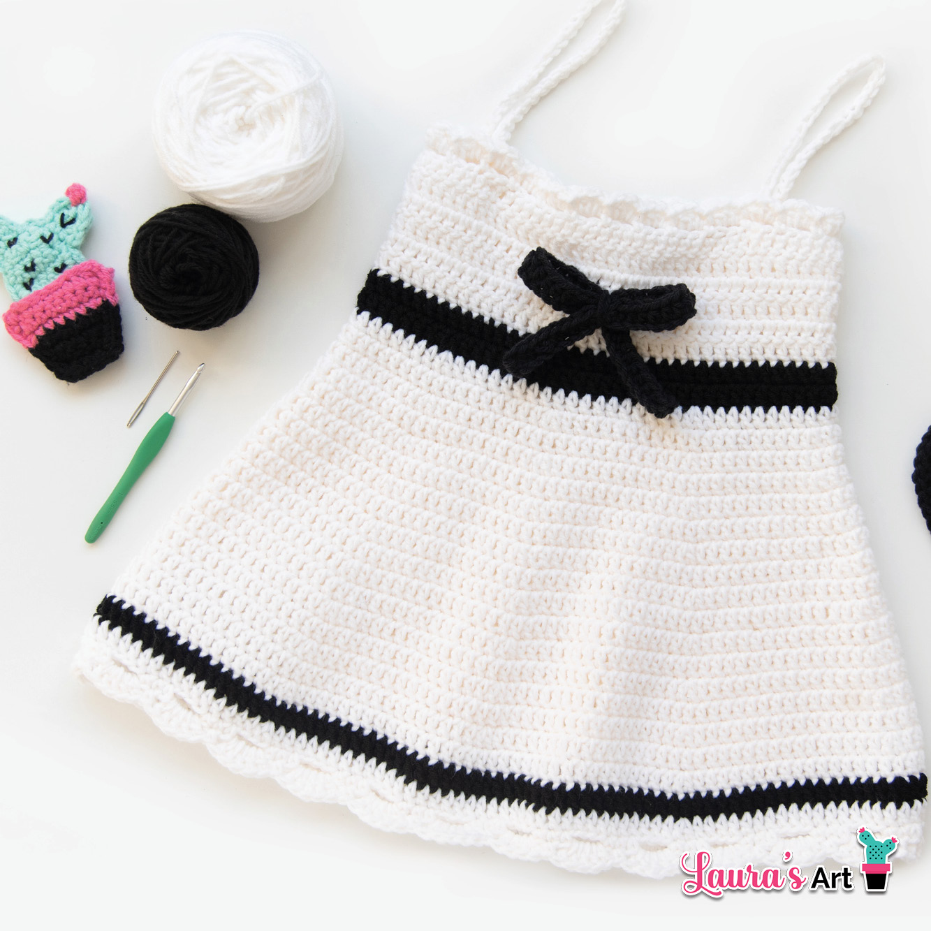 Pink Crochet Dress with Bows Pattern 🎀 - Image 7