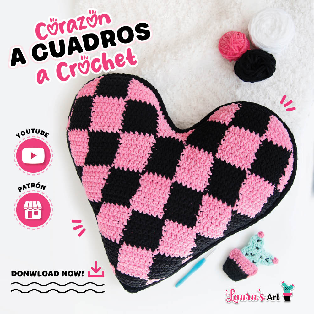 Corazón a Cuadros a Crochet