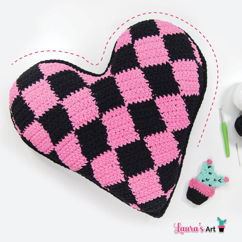 Corazón a Cuadros a Crochet