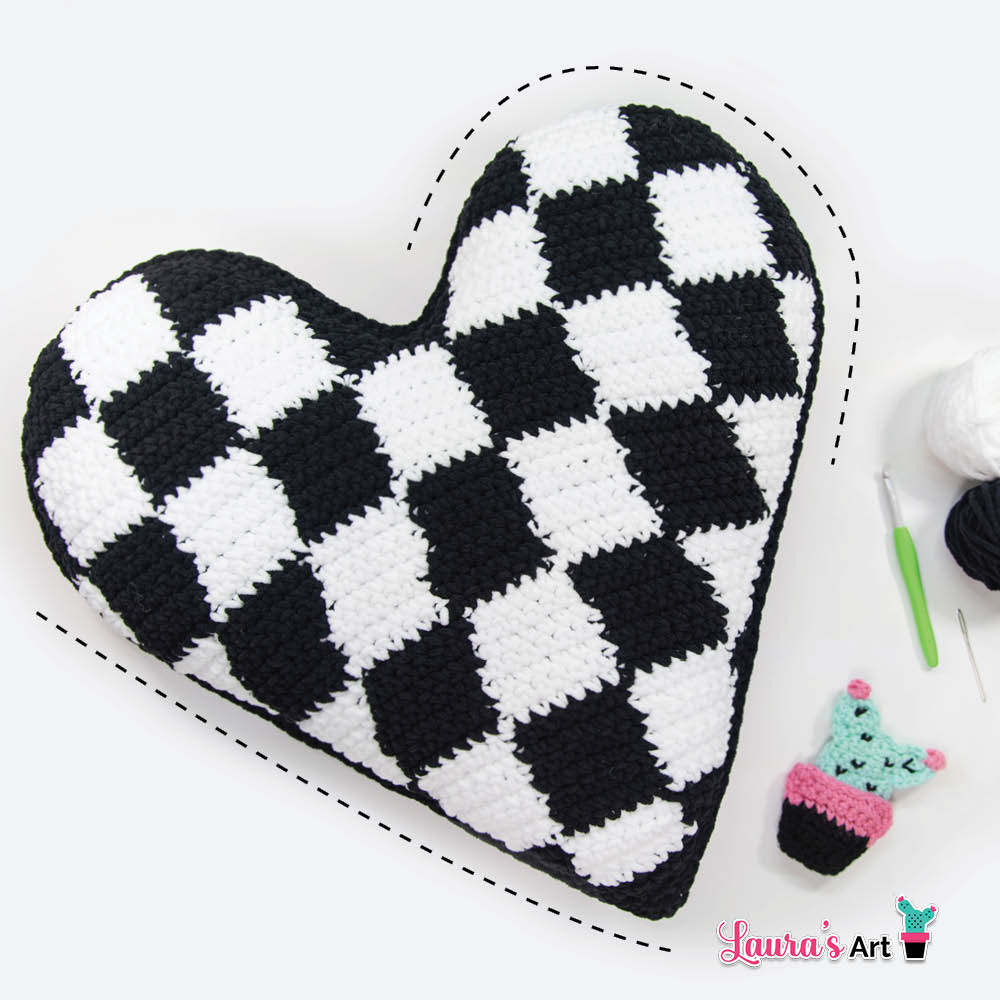 Corazón a Cuadros a Crochet