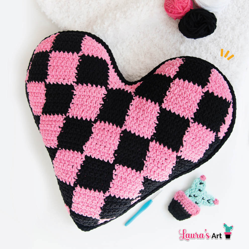 Corazón a Cuadros a Crochet