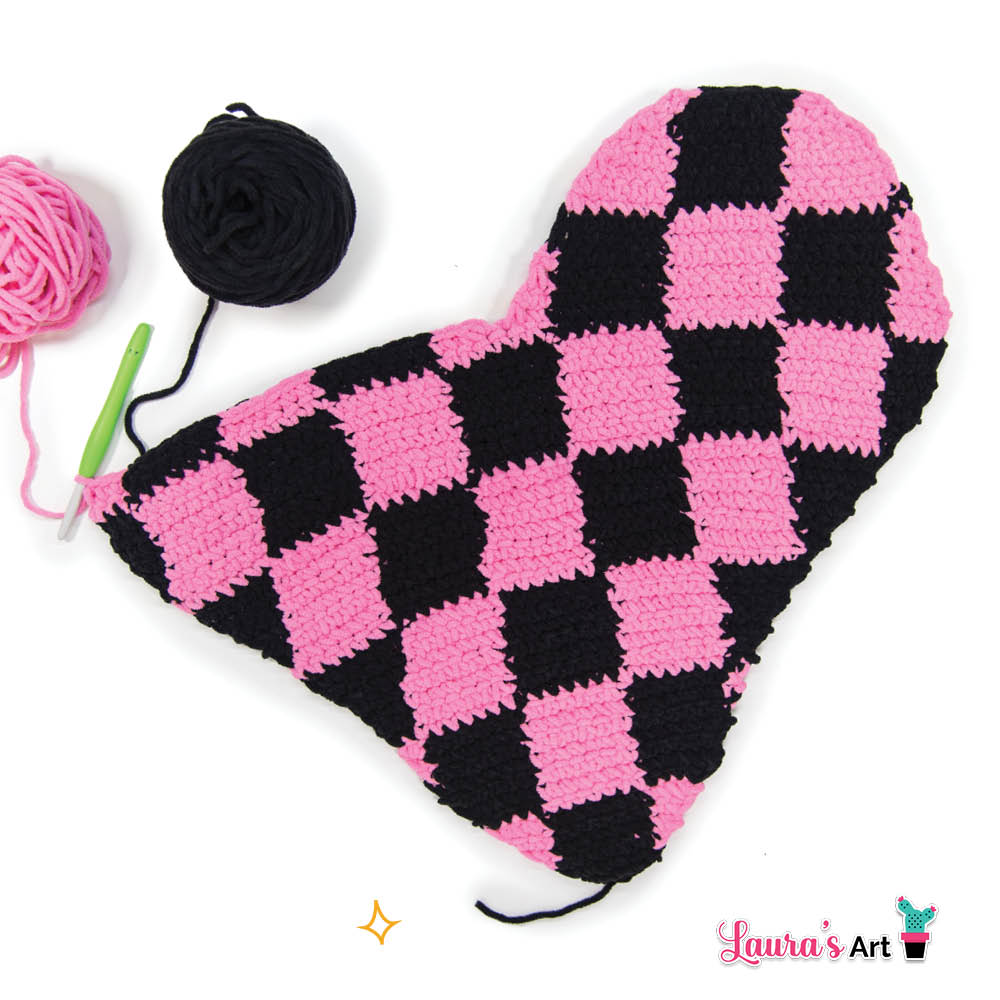 Corazón a Cuadros a Crochet