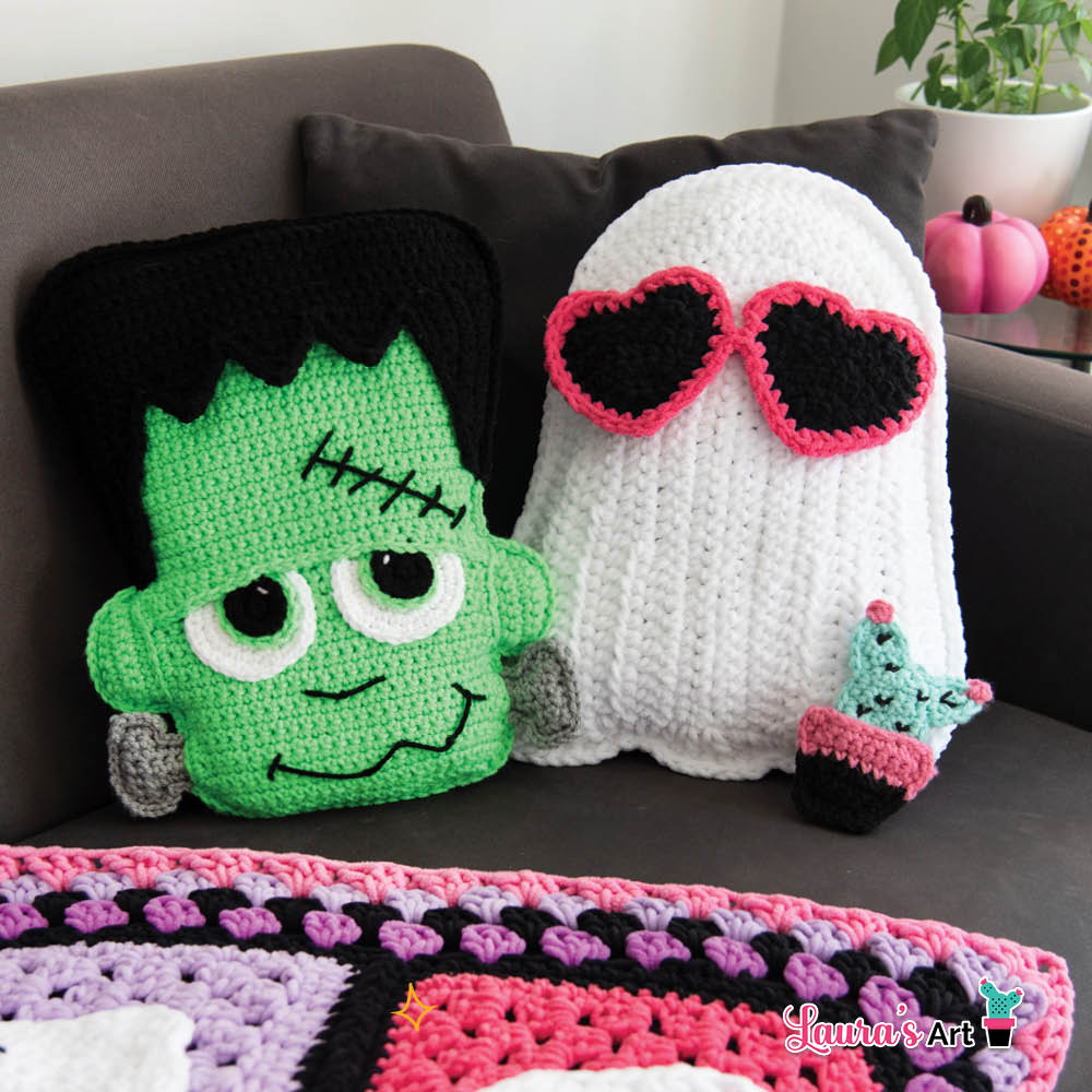 Frankenstein crochet pillow / Almohada de Frankenstein a crochet