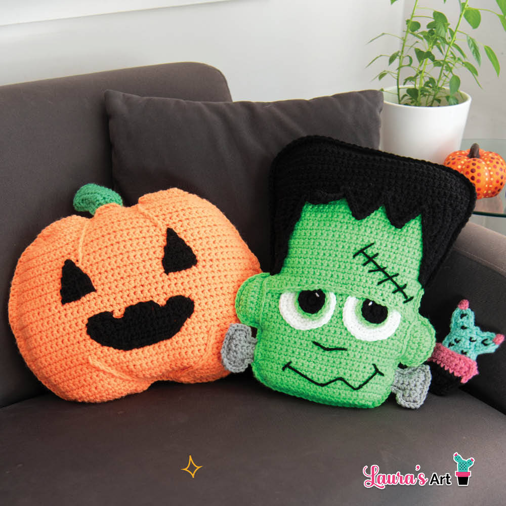 Frankenstein crochet pillow / Almohada de Frankenstein a crochet